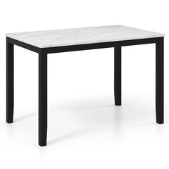 45 Inch Rectangular Mid Century Dining Table with Faux Marble Tabletop for 4 People