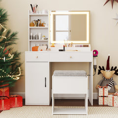 Vanity Dressing Table and Chair Set with Mirror and Lights