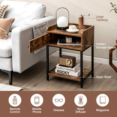 Narrow Side Table with USB Ports and Power Outlets