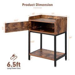 Narrow Side Table with USB Ports and Power Outlets