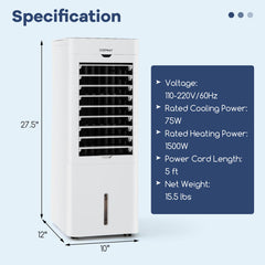 Evaporative Air Cooler and Heater with 3 Modes 3 Speeds and 2 Ice Boxes