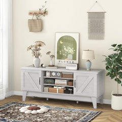 Farmhouse TV Stand for TVs Up to 65 Inches with 2 Barn Door Cabinets