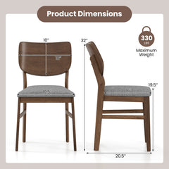 Farmhouse Upholstered Kitchen Chairs Set of 2 with Rubber Wood Frame