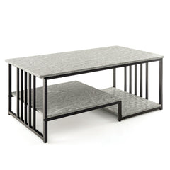 Faux Marble Coffee Table with Open Storage Shelf