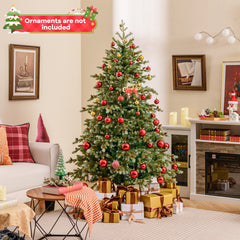 6/7/8 Feet Christmas Tree with Warm White LED Lights and Pine Cones