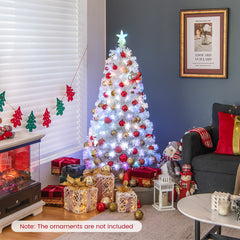 5/6/7 Feet Pre-Lit Fiber Optic White Snow-Flocked Artificial Christmas Tree