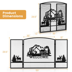 55 x 29.5 Inch Fireplace Screen with Natural Scenery and Moose Pattern