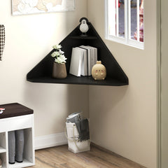Floating Triangular Corner Computer Desk with Storage Shelf