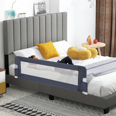60-Inch Foldable Bed Rail Swing Down Baby Bed Guard Rail with Adjustable Safety Strap