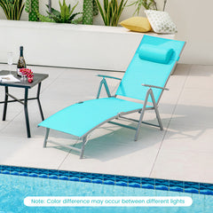 Outdoor Folding Chaise Lounge Chair Reclining Chair for Backyard