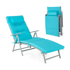 Outdoor Folding Chaise Lounge Chair Reclining Chair for Backyard