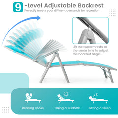 Outdoor Folding Chaise Lounge Chair Reclining Chair for Backyard