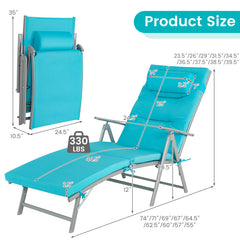 Outdoor Folding Chaise Lounge Chair Reclining Chair for Backyard