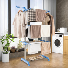 4-tier Folding Clothes Drying Rack with Rotatable Side Wings