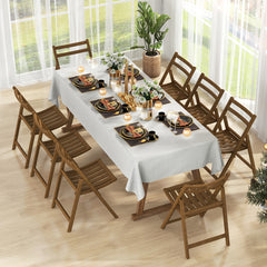 Folding Dining Chair Set of 2 with Rubber Wood Frame and Slatted Seat