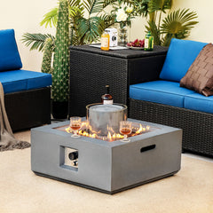 28 Inch 50000 BTU Patio Square Propane Fire Pit with PVC Cover
