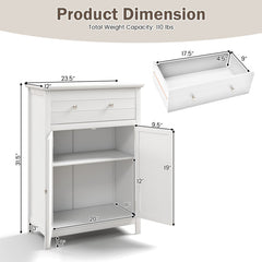 2-Door Freestanding Bathroom Cabinet with Drawer and Adjustable Shelf