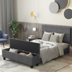 Twin/Full/Queen Upholstered Bed Frame with Ottoman Storage