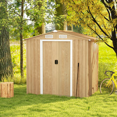 6 x 4 Feet Galvanized Steel Storage Shed with Lockable Sliding Doors