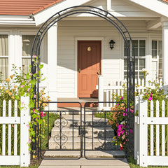 Garden Arbor with Gate with Multiple Side Crossbars and 4 Sharp Ground Stakes