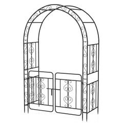 Garden Arbor with Gate with Multiple Side Crossbars and 4 Sharp Ground Stakes