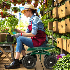 Garden Rolling Workseat with 360° Swivel Seat and Adjustable Height