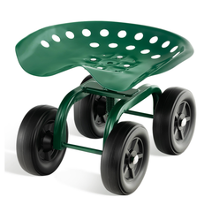 Garden Rolling Workseat with 360° Swivel Seat and Adjustable Height