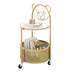 Modern Sofa Side Table on Lockable Wheels for Living Room Bedroom Study