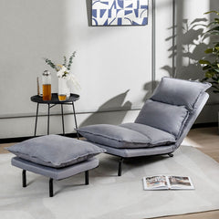 Modern Armless Accent Chair with Ottoman for Living Room