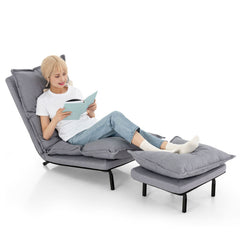 Modern Armless Accent Chair with Ottoman for Living Room