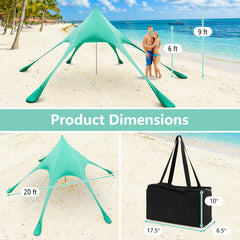 20 x 20 Feet Beach Canopy Tent with UPF50+ Sun Protection and Shovel