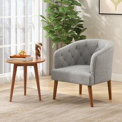Upholstered Tub Chair with Solid Rubber Wood Legs and Adjustable Foot Pads for Living Room