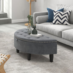 Half Moon Storage Bench with Rubber Wood Legs
