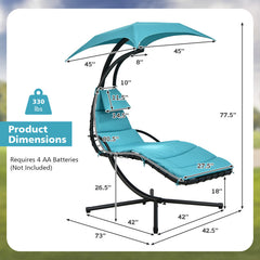 Hanging Curved Steel Swing Chaise Lounger with Removable Canopy