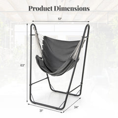 Hammock Chair with Heavy Duty Metal Frame and Side Pocket