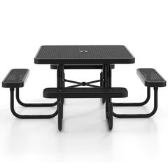 Square Picnic Table and Bench for 8 Person with Seats and Umbrella Hole