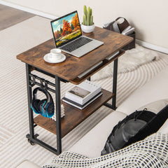 Home Office Computer Desk Cart with Pull-out Keyboard Tray