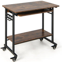 Home Office Computer Desk Cart with Pull-out Keyboard Tray