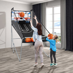 Indoor Double Electronic Basketball Game with 4 Balls In White