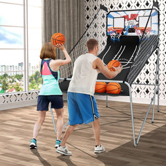 Indoor Double Electronic Basketball Game with 4 Balls In White