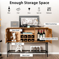 Industrial Kitchen Buffet Sideboard with Wine Rack and 2 Doors