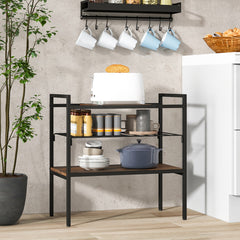 3-Tier Industrial Entryway Table with Removable Panel and Mesh Shelf In Rustic Brown