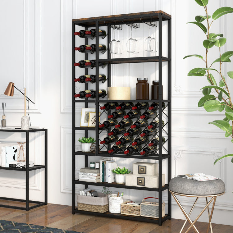 3 Row Storage Rack Industrial Floor Wine Rack with 3 Rows of Stemware Racks – EZ Shop