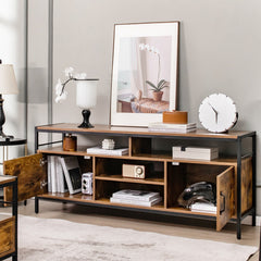58 Inch Industrial TV Stand with Cabinets and Adjustable Shelf for TVs up to 65 Inch