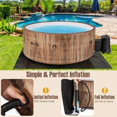 72 Inches Inflatable Hot Tub SPA with 120 Air Jets Electric Heater Pump for 4-6 Person