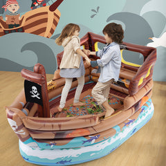 Inflatable Pirate Ship Playhouse with Built-in Motor and Inflatable Toy Sword