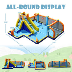 Giant Soccer Themed Inflatable Water Slide Bouncer with Splash Pool without Blower
