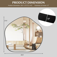 Irregular Wall Mirror Metal Frame Asymmetrical Mirror with Expansion Screws