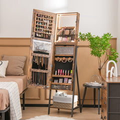 Freestanding Jewelry Cabinet with Full-Length Mirror