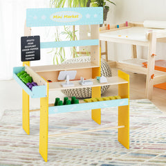 Kid's Pretend Play Grocery Store with Cash Register and Blackboard